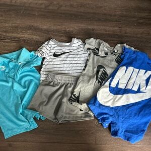 Nike Infant Apparel Set - Blue, Gray, and Striped 6M